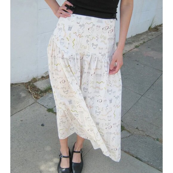 Lisa Says Gah Penny Midi Skirt Museo Bianco White Greek Grecian Statue Vase S